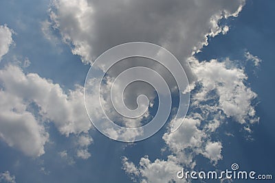 beautiful blue sky on a sunny day with a beautiful sea of â€‹â€‹clouds Stock Photo